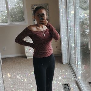Off the shoulder striped top!